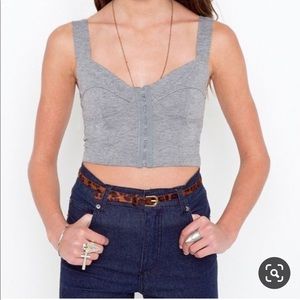 MINKPINK Swayze Grey Crop Top Bustier Tank
